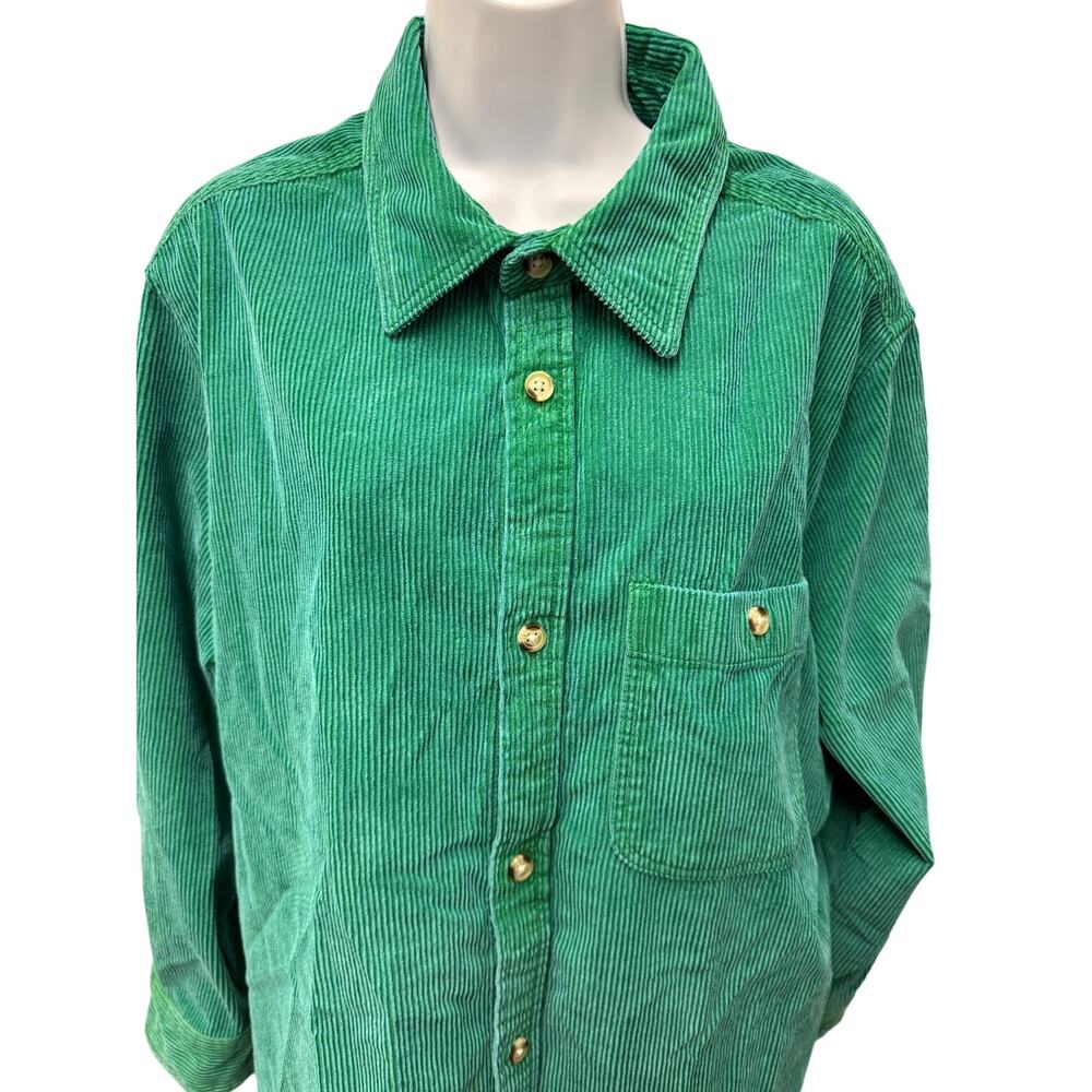 Urban Outfitters SZ Large Green Long Sleeve Corduroy Button Up Shacket Jacket - Picture 2 of 7